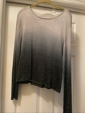 Source Unknown Sparkle Ombre Long-Sleeve Top - Grey to Black